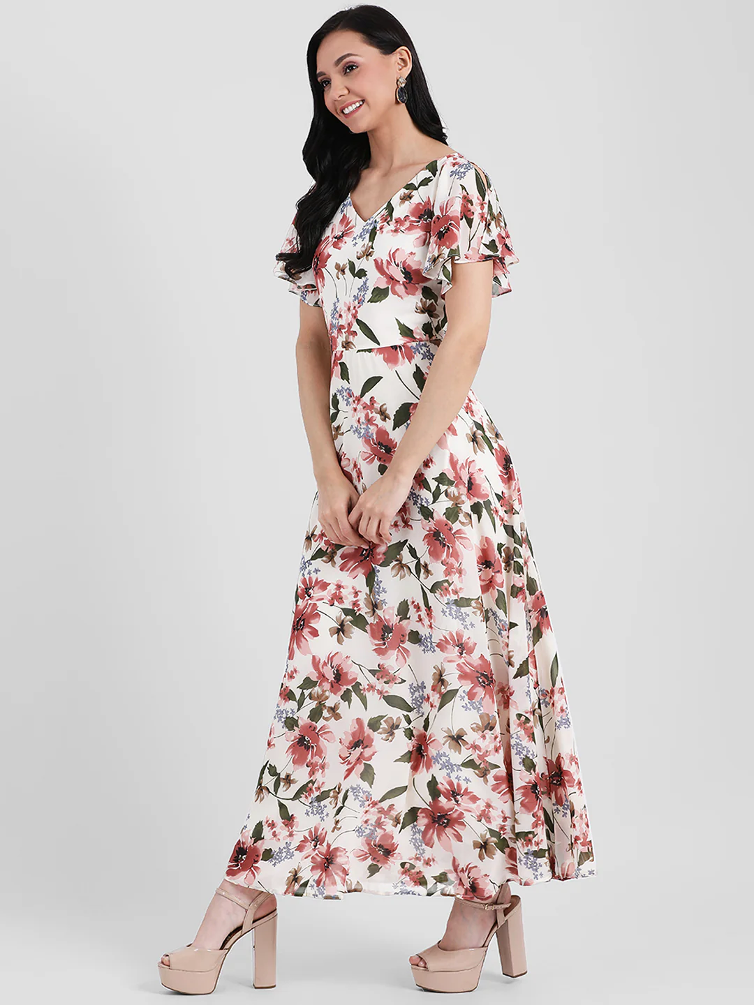 Off White Printed Maxi Dress - Image 2