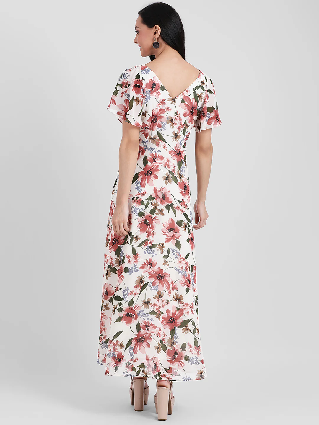 Off White Printed Maxi Dress - Image 4