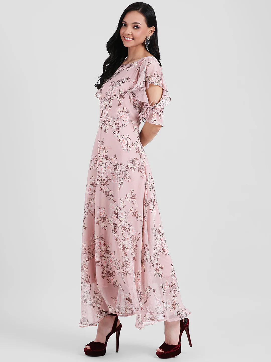 Pink Floral Printed Maxi Dress - Image 2