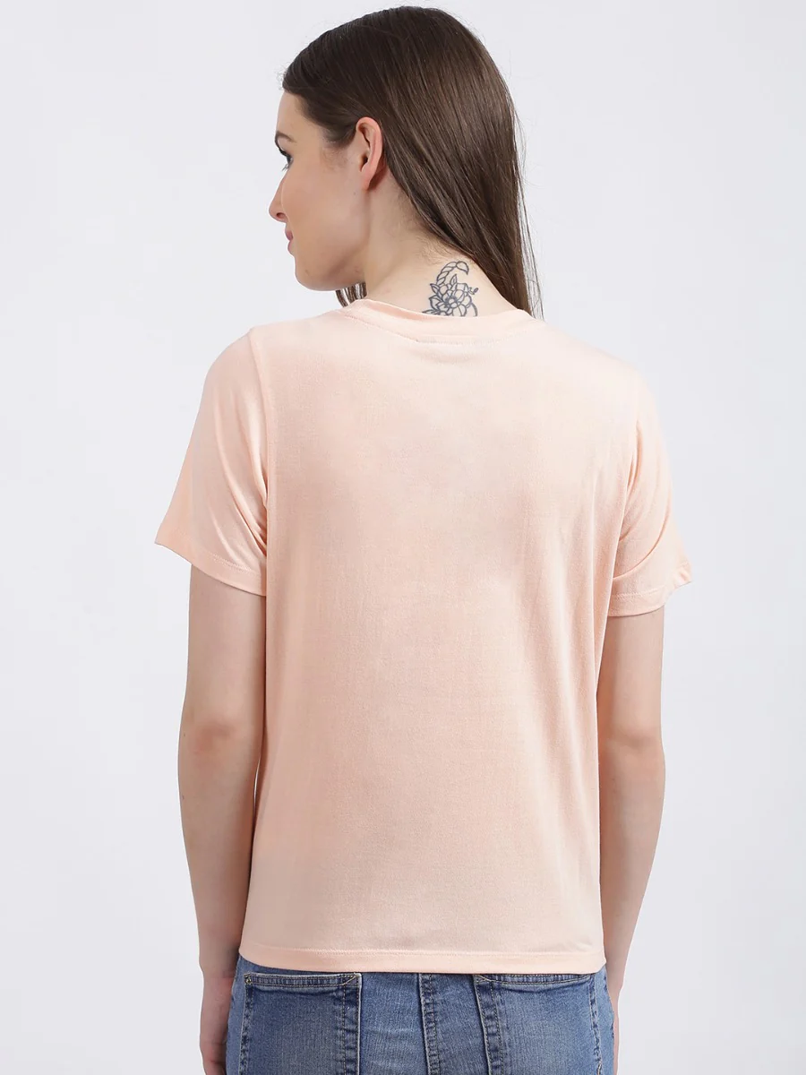 Pink Solid Regular T-Shirt - Image 6