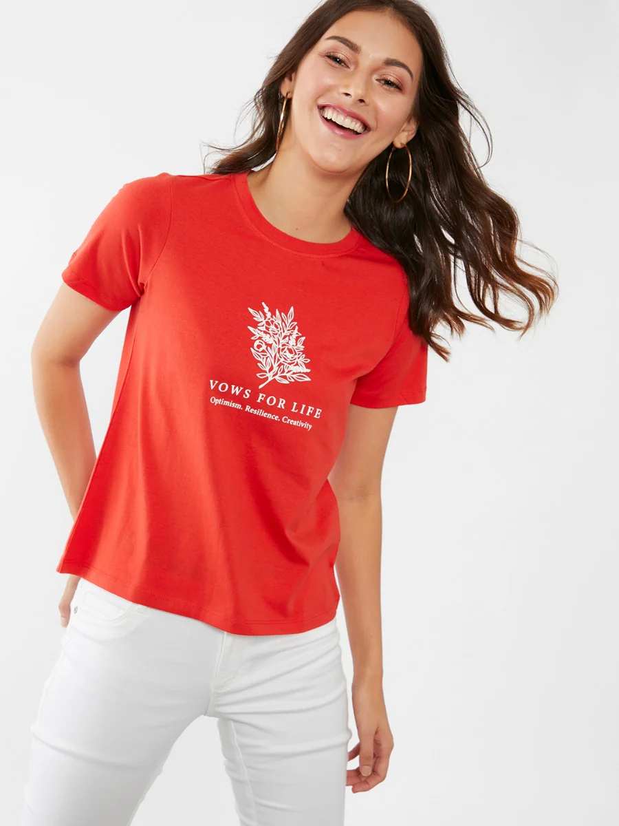Red Graphic Regular T-Shirt