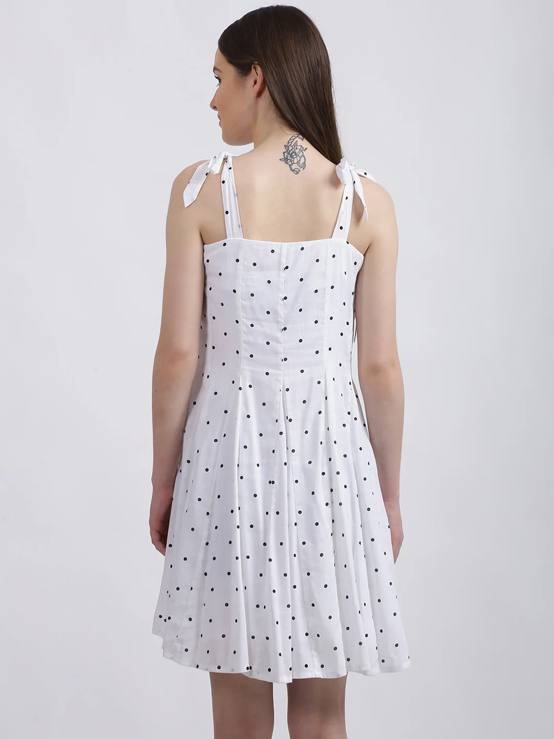 White Geometric Print Fit & Flare Dress - Image 5