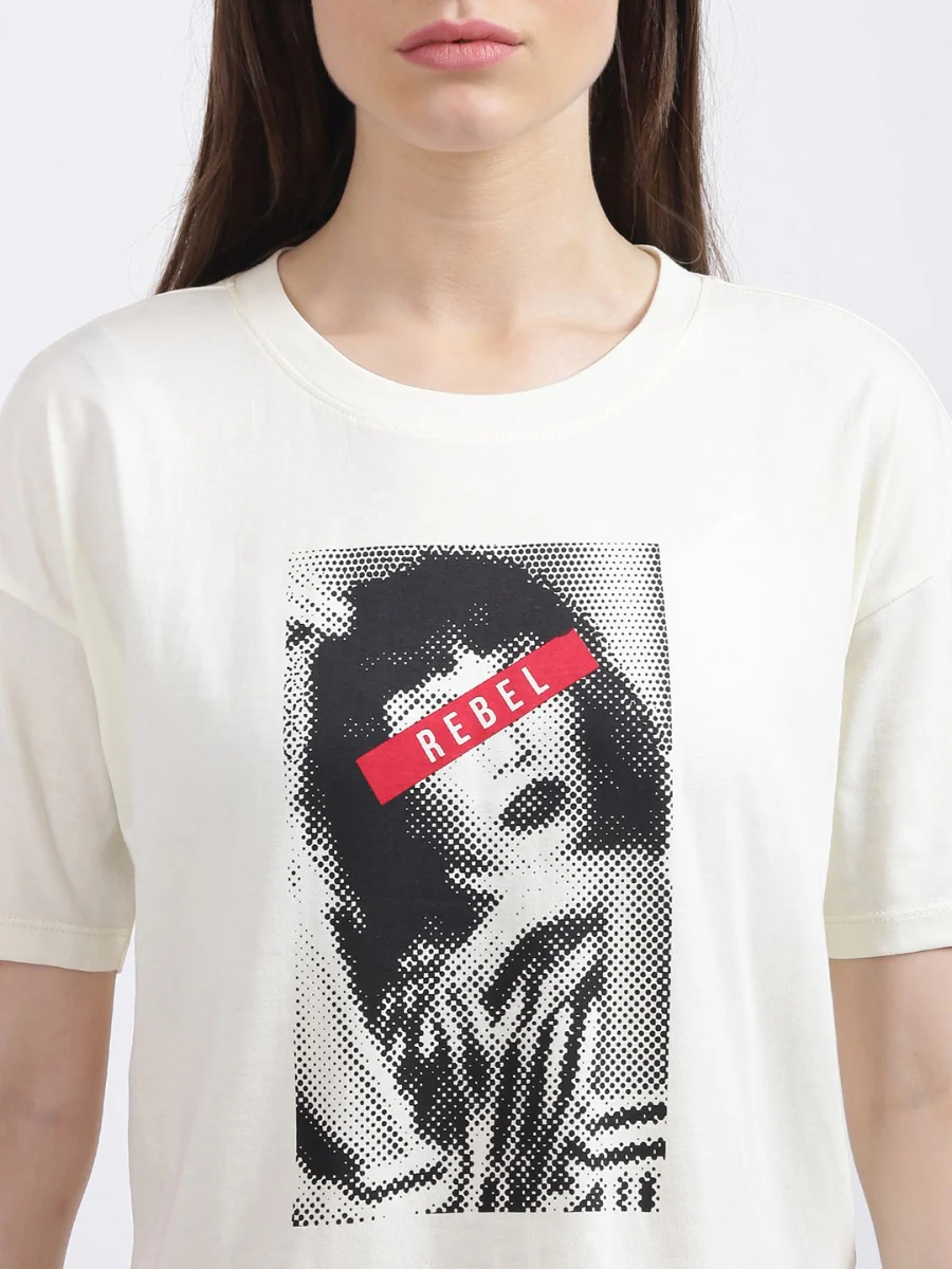 White Graphic Regular T-Shirt - Image 2