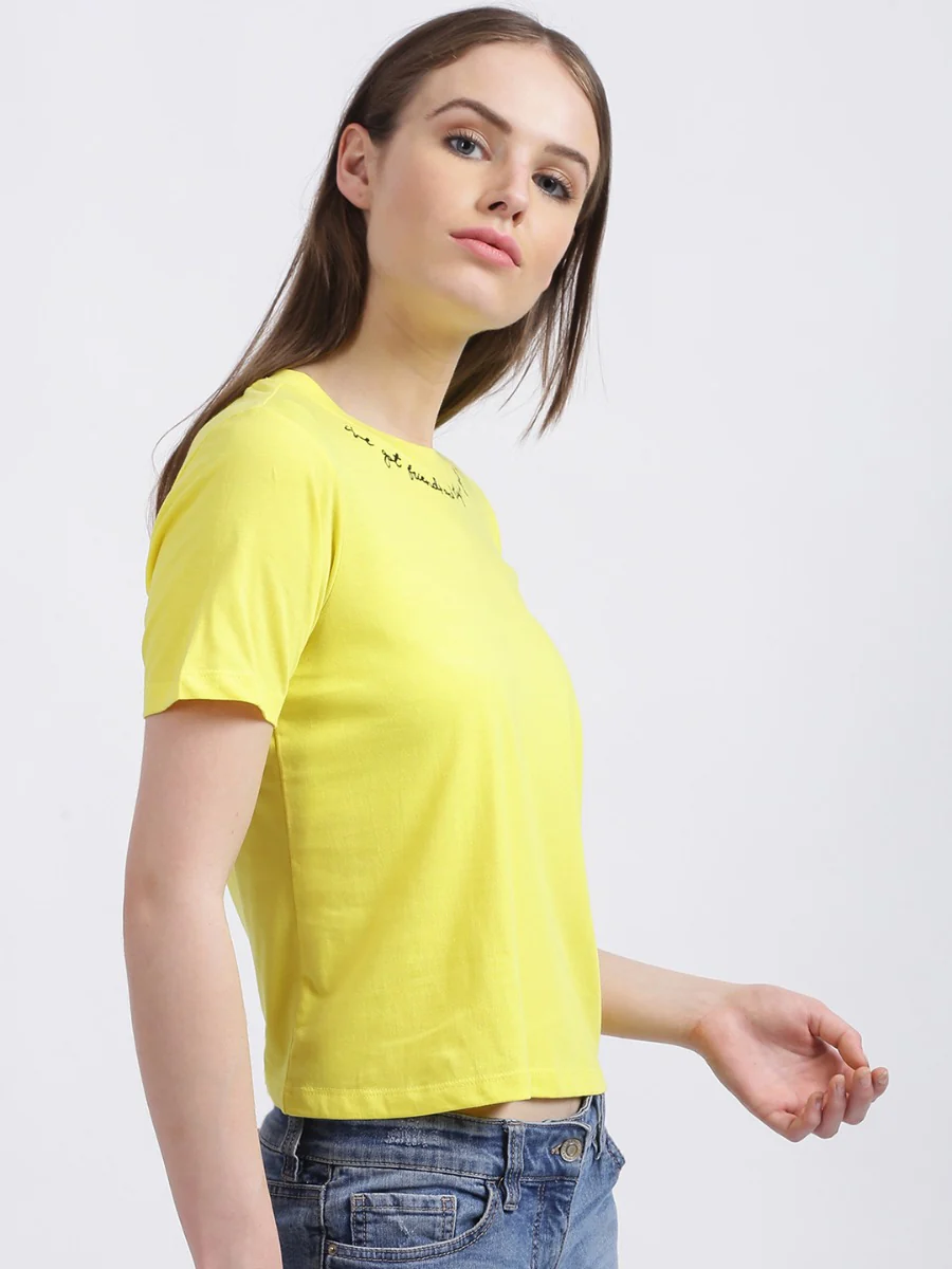 Yellow Embroidered Regular T-Shirt - Image 4
