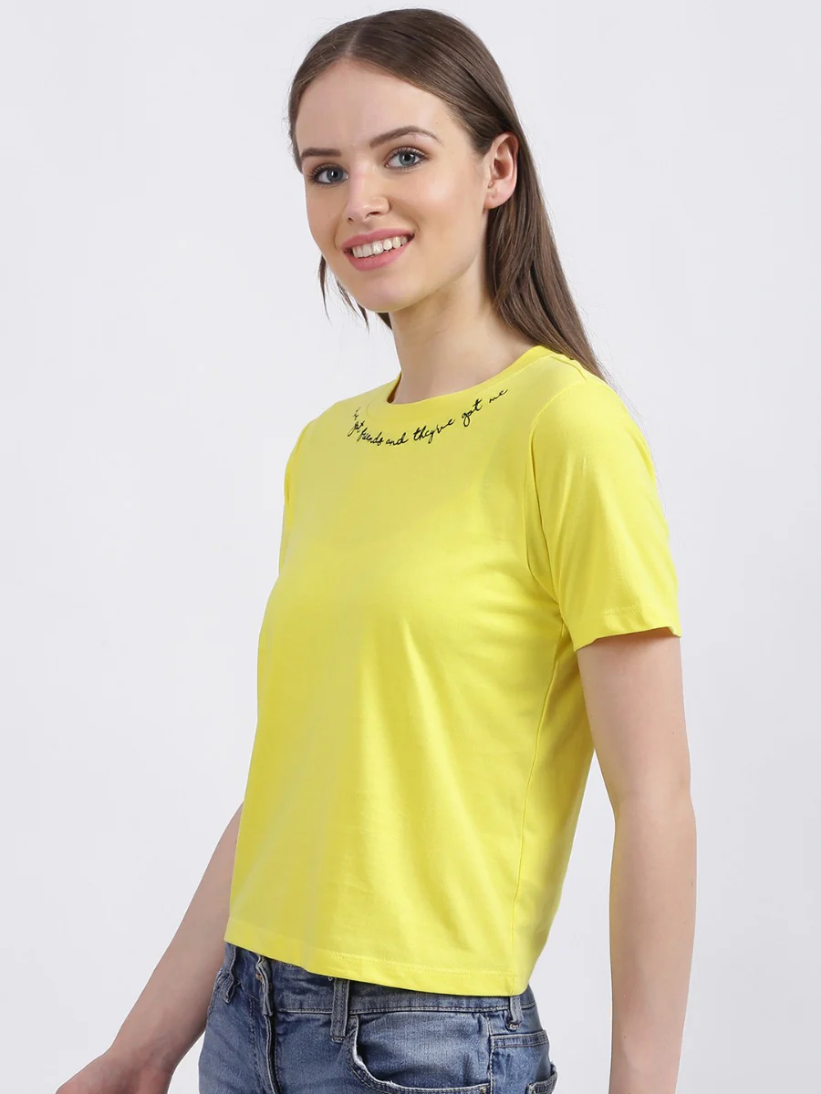 Yellow Embroidered Regular T-Shirt - Image 6