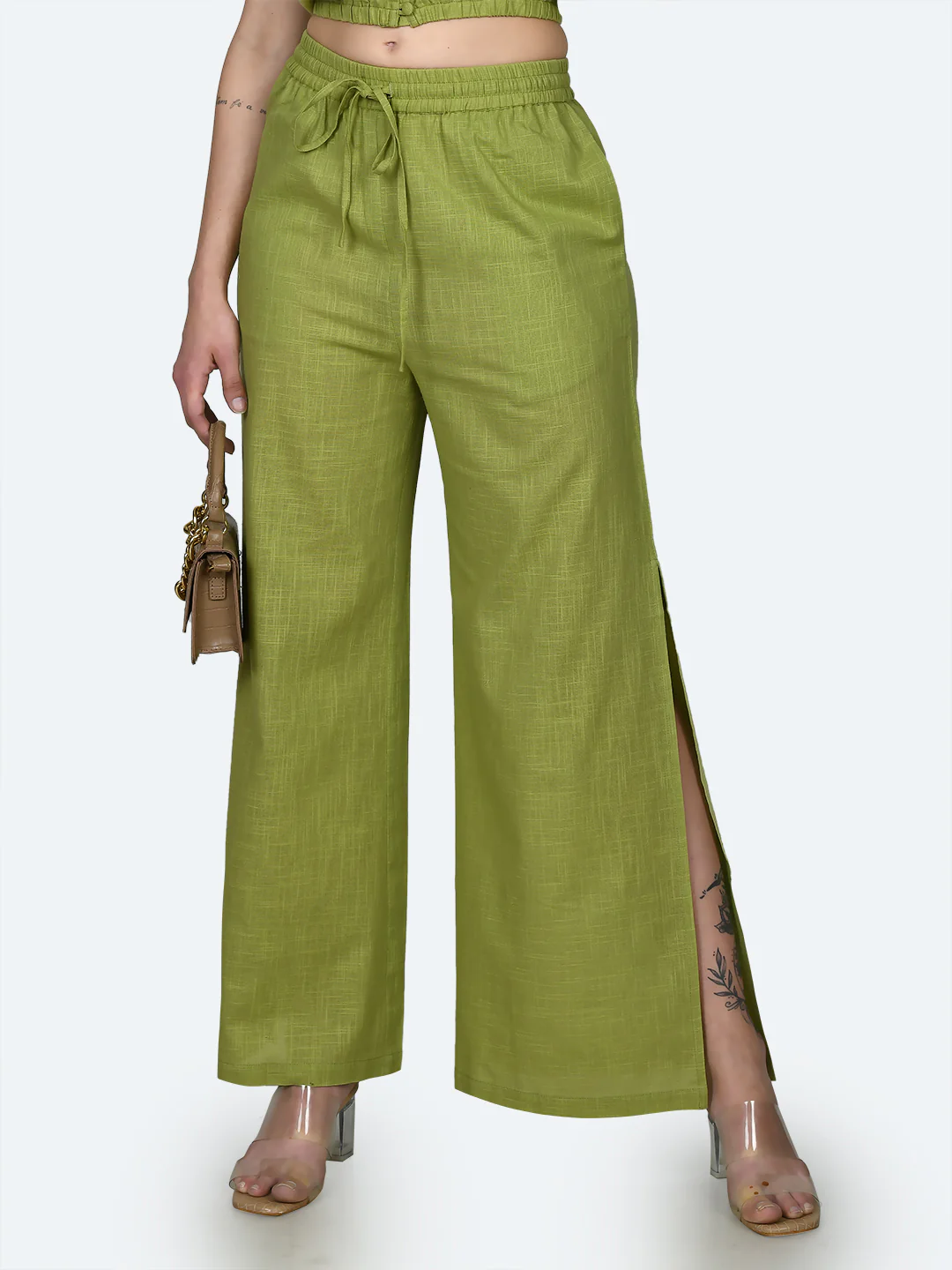 Green Solid Trousers - Image 2