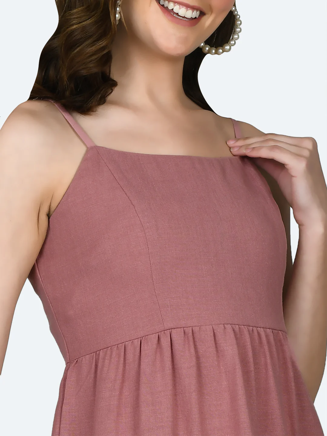 Pink Solid Short Dress - Image 6