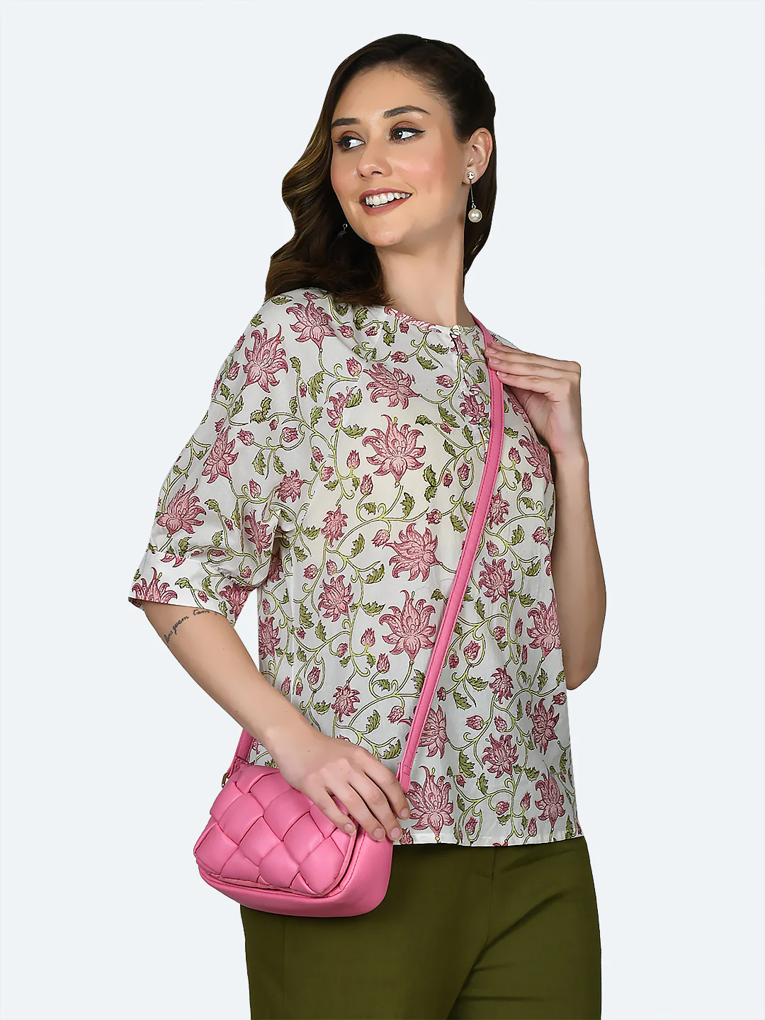White Floral Print Top - Image 3
