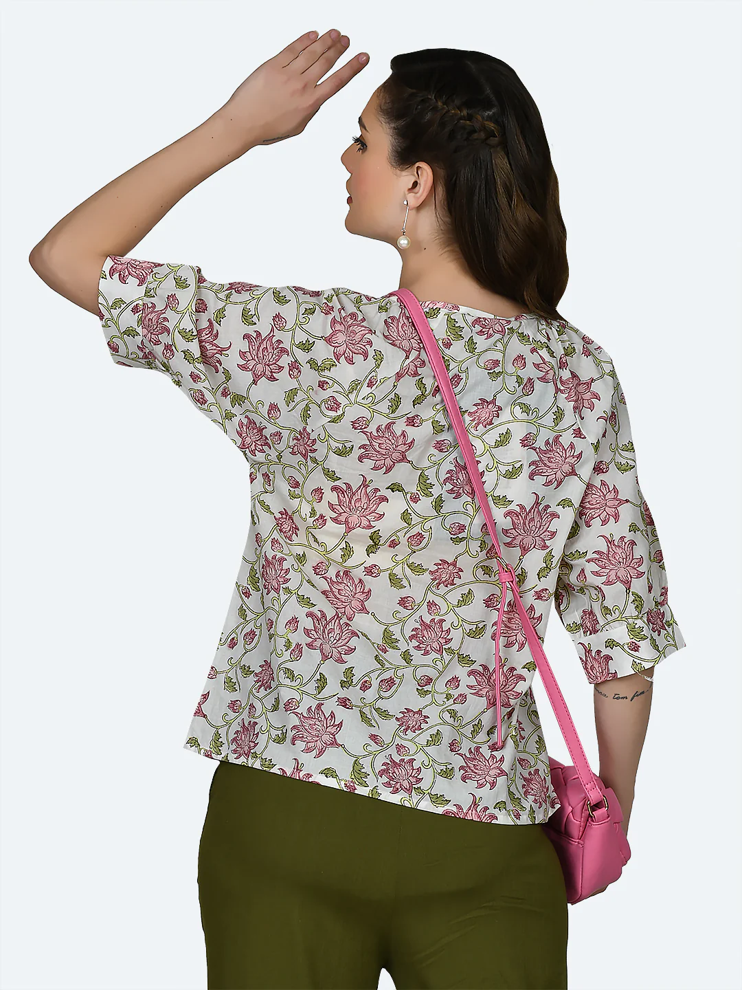 White Floral Print Top - Image 4