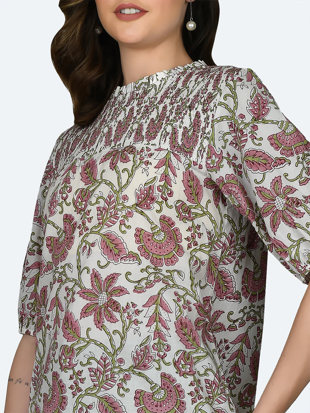 White Tropical Print Top - Image 6