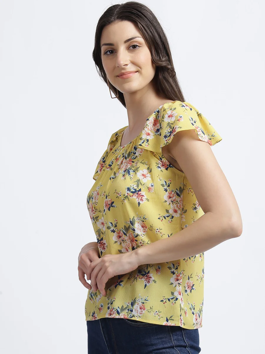 Yellow Floral Print Top - Image 3